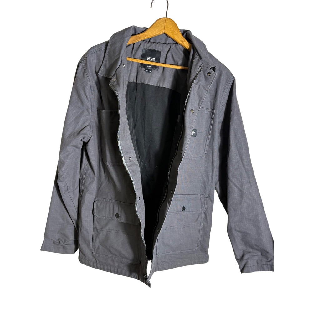 Vans Off The Wall Ripstop Field Jacket Mens Medium Grey Invisible Stowaway Hood - Picture 9 of 15